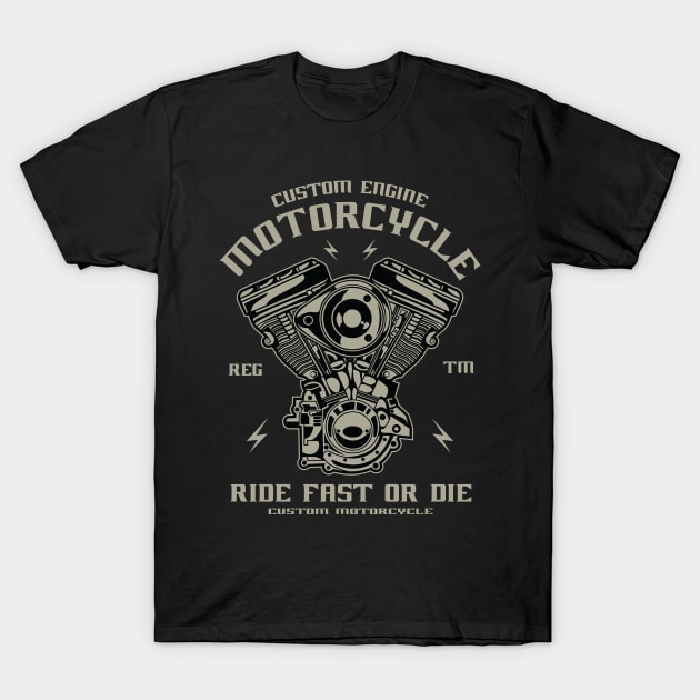 Custom Engine Motorcycle T-Shirt by RaptureMerch